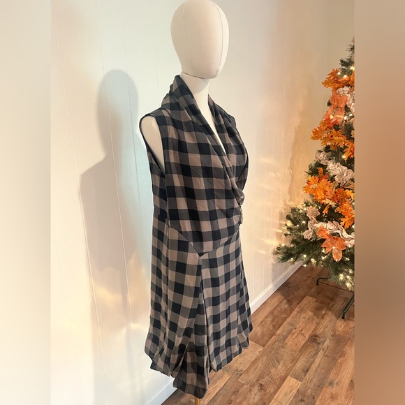 Soft Surroundings Drapey Plaid Bubble Hem Shawl Collar Belted Dress or Top - Picture 6 of 11